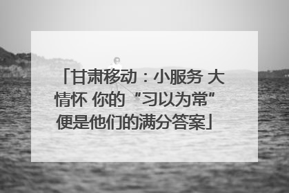 甘肃移动：小服务 大情怀 你的“习以为常”便是他们的满分答案
