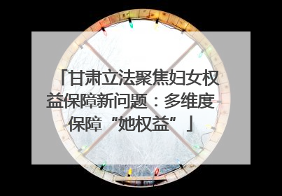 甘肃立法聚焦妇女权益保障新问题：多维度保障“她权益”