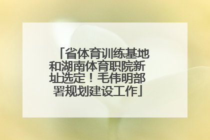 省体育训练基地和湖南体育职院新址选定！毛伟明部署规划建设工作