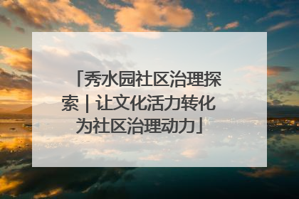 秀水园社区治理探索｜让文化活力转化为社区治理动力