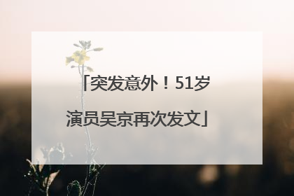 突发意外！51岁演员吴京再次发文
