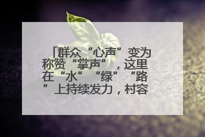 群众“心声”变为称赞“掌声”，这里在“水”“绿”“路”上持续发力，村容村貌焕然一新