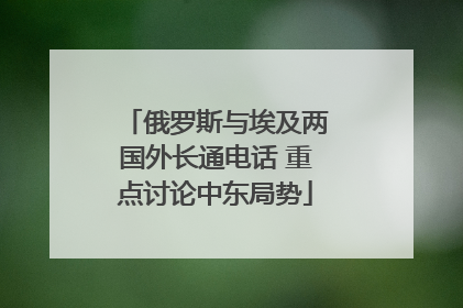 俄罗斯与埃及两国外长通电话 重点讨论中东局势