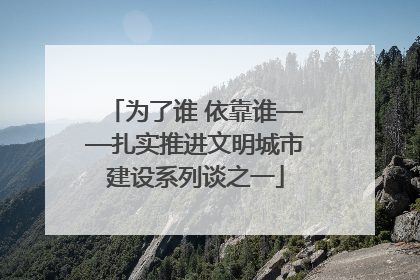 为了谁 依靠谁——扎实推进文明城市建设系列谈之一