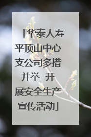 华泰人寿平顶山中心支公司多措并举  开展安全生产宣传活动