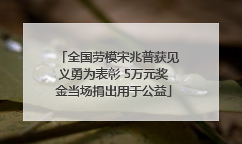 全国劳模宋兆普获见义勇为表彰 5万元奖金当场捐出用于公益