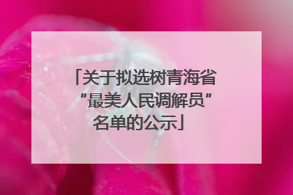 关于拟选树青海省“最美人民调解员” 名单的公示