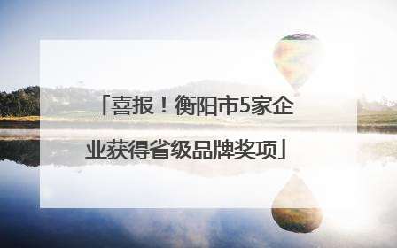 喜报！衡阳市5家企业获得省级品牌奖项