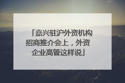 嘉兴驻沪外资机构招商推介会上，外资企业高管这样说