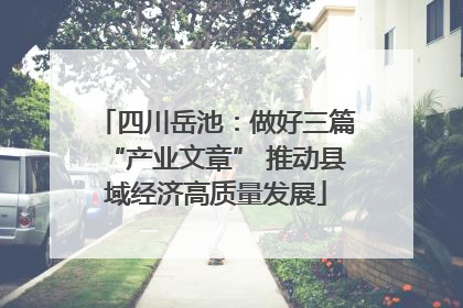 四川岳池：做好三篇“产业文章” 推动县域经济高质量发展