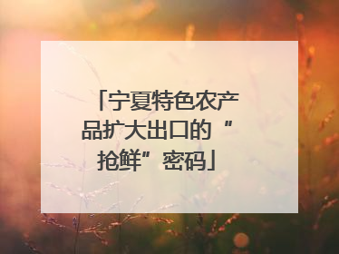 宁夏特色农产品扩大出口的“抢鲜”密码