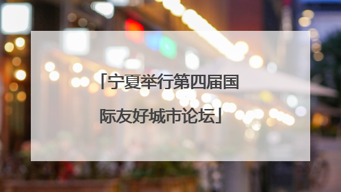 宁夏举行第四届国际友好城市论坛