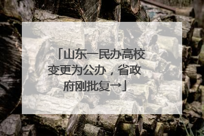 山东一民办高校变更为公办，省政府刚批复→