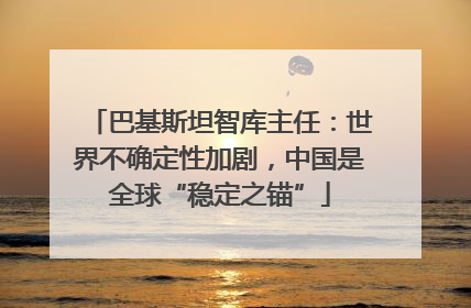 巴基斯坦智库主任：世界不确定性加剧，中国是全球“稳定之锚”