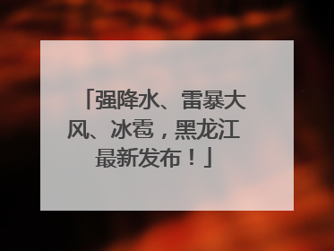 强降水、雷暴大风、冰雹，黑龙江最新发布！