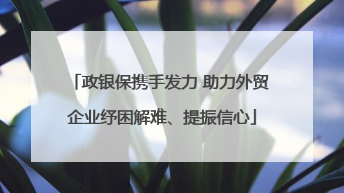 政银保携手发力 助力外贸企业纾困解难、提振信心