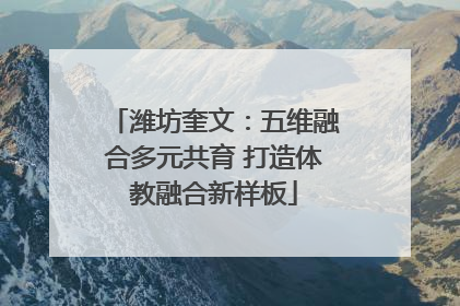 潍坊奎文：五维融合多元共育 打造体教融合新样板