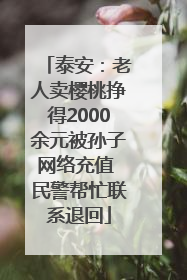 泰安：老人卖樱桃挣得2000余元被孙子网络充值 民警帮忙联系退回