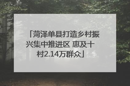 菏泽单县打造乡村振兴集中推进区 惠及十村2.14万群众