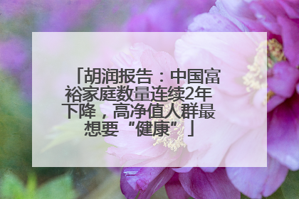 胡润报告：中国富裕家庭数量连续2年下降，高净值人群最想要“健康”