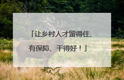 让乡村人才留得住、有保障、干得好！