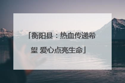 衡阳县：热血传递希望 爱心点亮生命