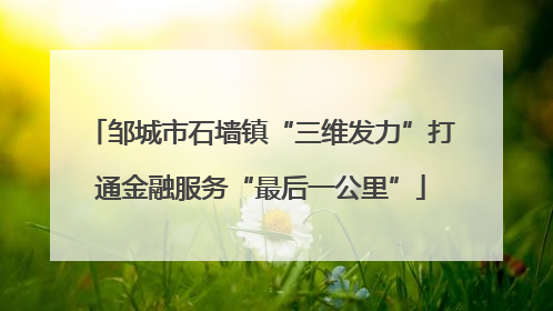 邹城市石墙镇“三维发力”打通金融服务“最后一公里”