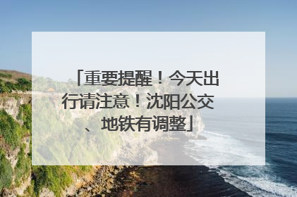 重要提醒！今天出行请注意！沈阳公交、地铁有调整