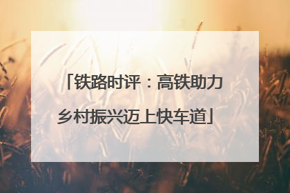 铁路时评：高铁助力乡村振兴迈上快车道