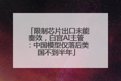 限制芯片出口未能奏效，白宫AI主管：中国模型仅落后美国不到半年