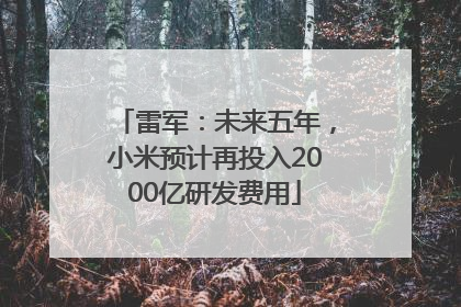 雷军：未来五年，小米预计再投入2000亿研发费用