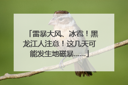 雷暴大风、冰雹！黑龙江人注意！这几天可能发生地磁暴……