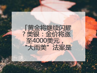 黄金将继续闪耀？美银：金价将涨至4000美元，“大而美”法案是关键！