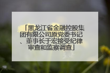 黑龙江省金融控股集团有限公司原党委书记、董事长于宏接受纪律审查和监察调查
