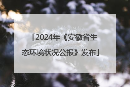 2024年《安徽省生态环境状况公报》发布